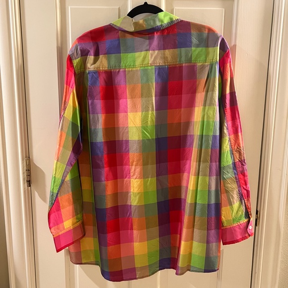 NWT Isaac Mizrahi for Target Plaid Multi Colored Blouse - Picture 3 of 3